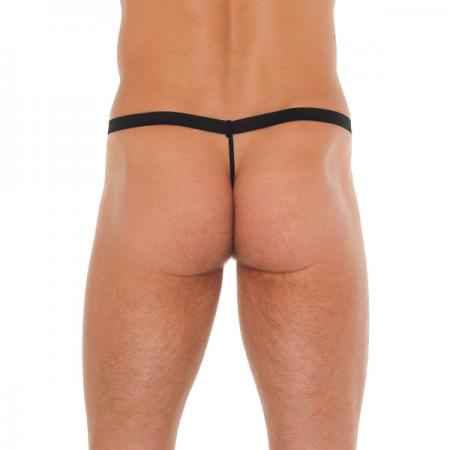 Mens Black GString With Pink Pouch
