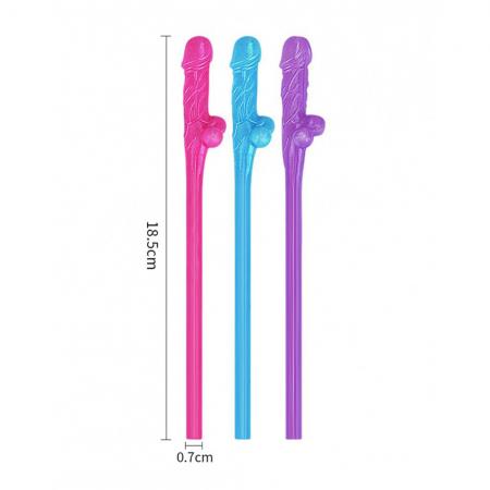 Lovetoy Pack Of 9 Willy Straws Blue Pink And Purple