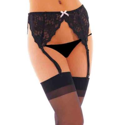 Black Suspenderbelt With Stockings And Bow