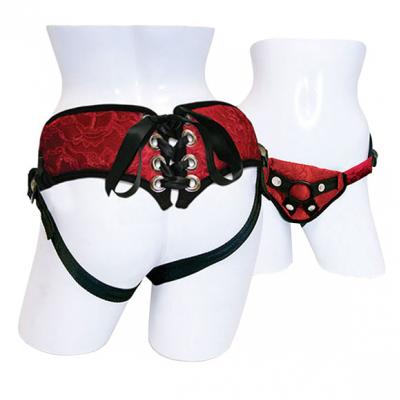 SportSheets Red Lace With Satin Corsette Strap On